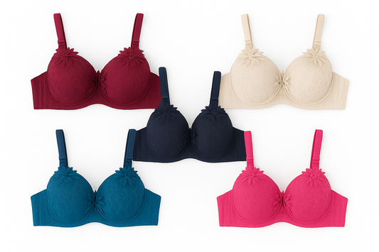 6 pack Mixed colour Push-Up Bra